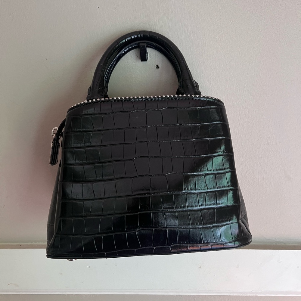 DKNY Black Croc-Embossed Satchel with Top Handles - Picture 3 of 3